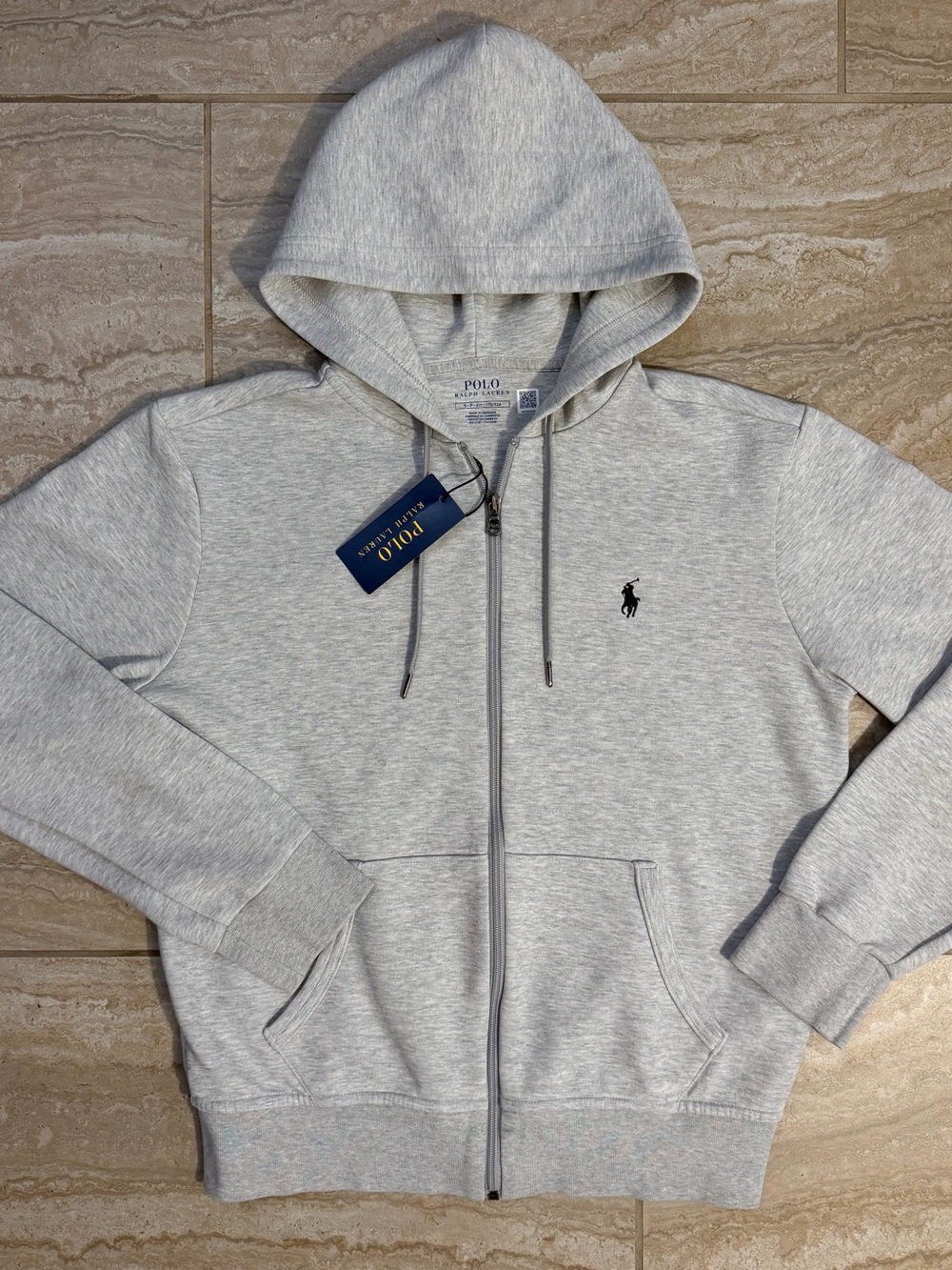 Ralph Lauren Heather Gray Full-Zip Hooded Sweatshirt